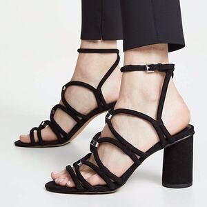 Rebecca Minkoff Apoline Black Suede Strappy Block Heel Sandal NWOB Womens 6.5